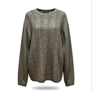 Magaschoni Cableknit Crew Neck Long Sleeve Sweater Fisherman Large